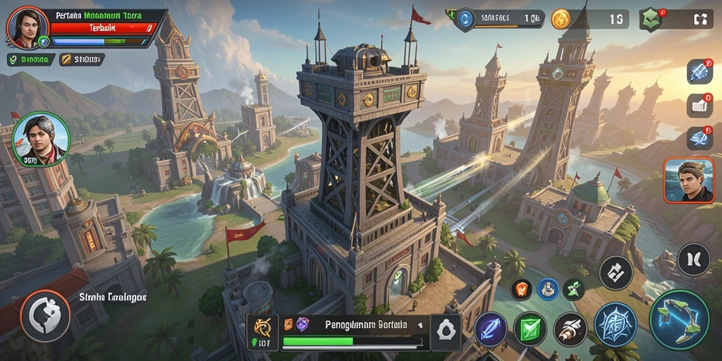 Tangkapan layar gameplay 9ET menampilkan strategi menara yang mendebarkan.