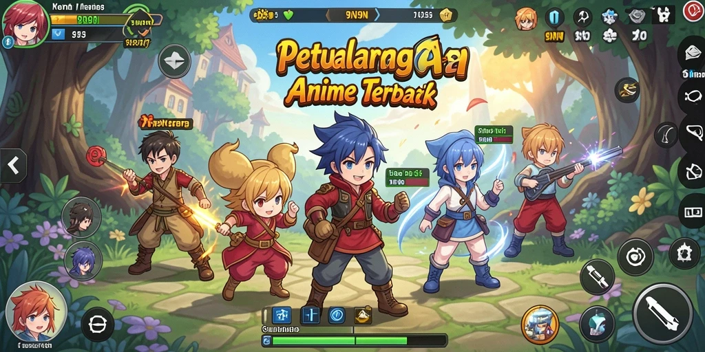 Screenshot game Anime 9N9N yang menggambarkan aksi karakter.