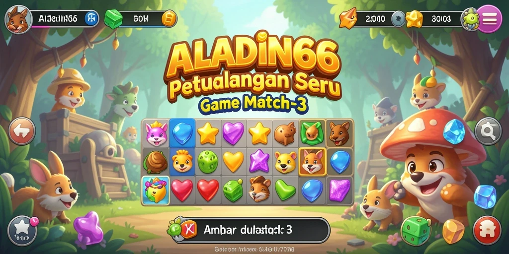 Screenshot gameplay ALADIN66 menampilkan tantangan seru dalam Match-3.