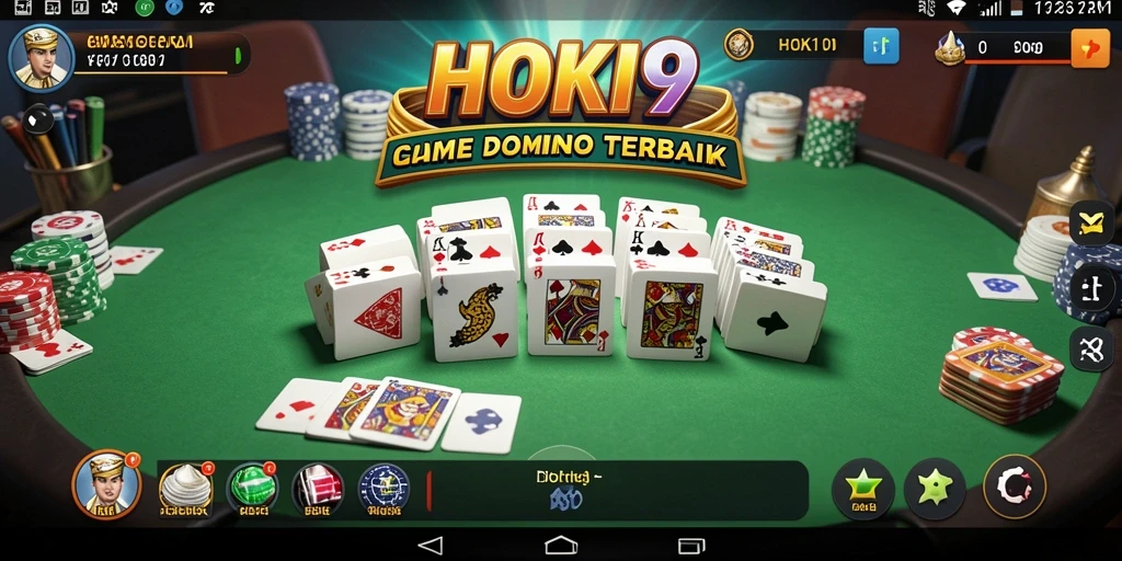 Screenshot tampilan gameplay HOKI9 yang menampilkan suasana permainan Domino.