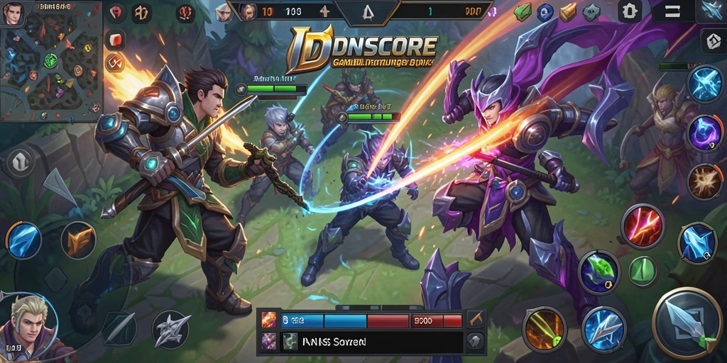 Tangkapan layar pertarungan seru dalam gameplay MOBA.