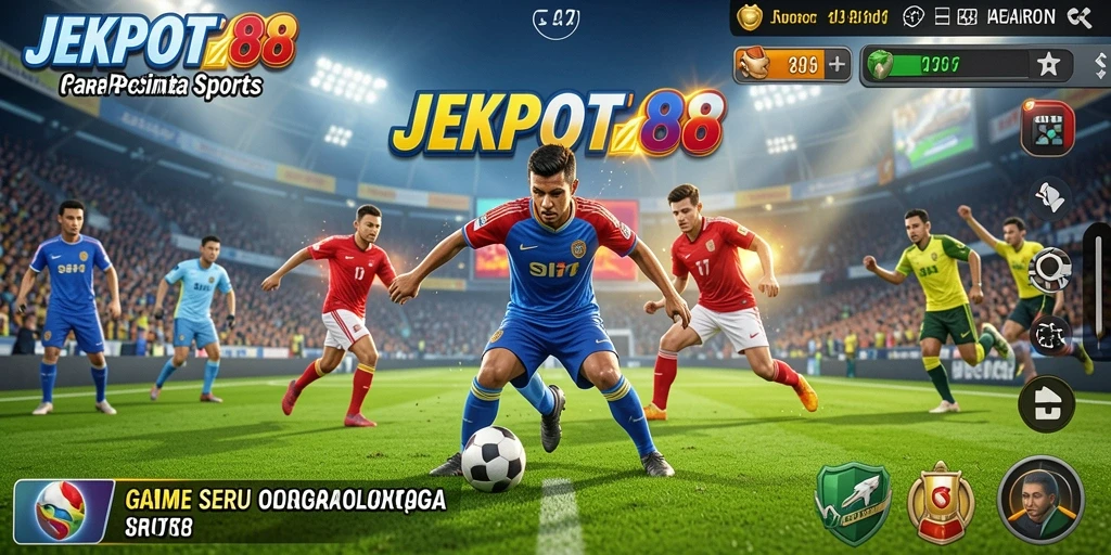 Tampilan dinamis gameplay JEKPOT88 dengan aksi olahraga seru.