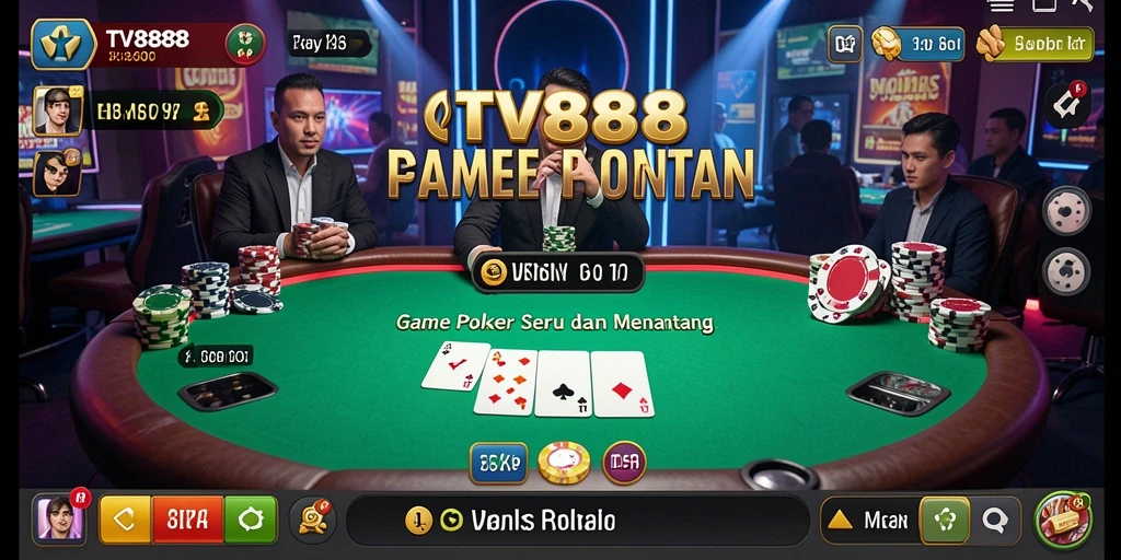 Tampilan gameplay seru di TV888 dengan suasana kasino yang mendebarkan.